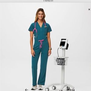 Figs Catarina ScrubJumpsuit™ Caribbean blue teal large women’s scrubs